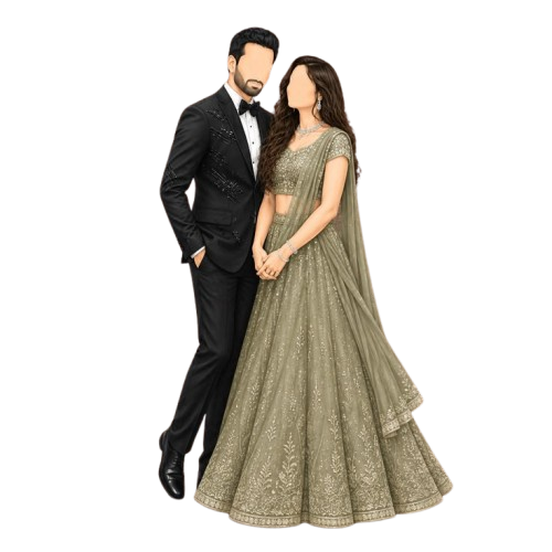 Engagement couple caricature